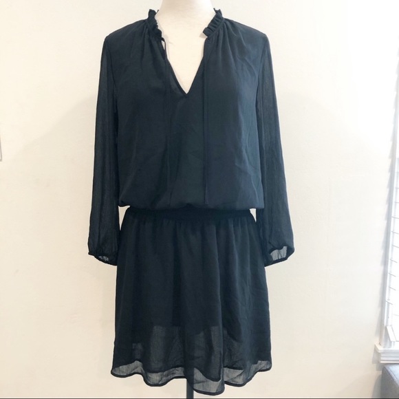 J.Crew Mercantile Long Sleeve Black Tie Front Dress NWT - Picture 2 of 8